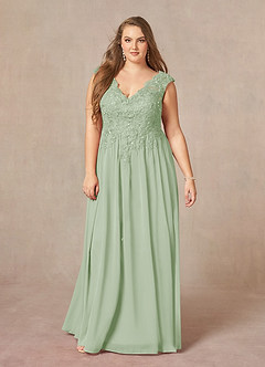 Azazie Amethyst Mother of the Bride Dresses Dusty Sage A-Line V-Neck Sequins Chiffon Dress image13