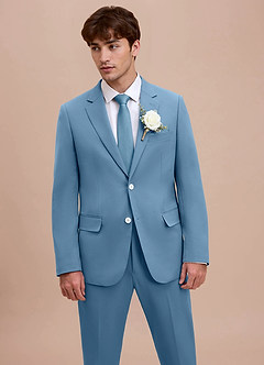 front Ethan Steel Blue Refined Weave Suit Jacket