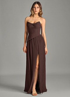 Azazie Becka Bridesmaid Dresses Ganache A-Line Strapless Chiffon Dress image3