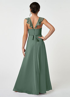 Azazie Emily Junior Eucalyptus A-Line Ruched Chiffon Dress image2