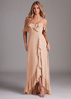 Azazie Lyra Robes de demoiselle d'honneur Robe Trapèze Convertible en Mousseline de soie Rose Perle image1