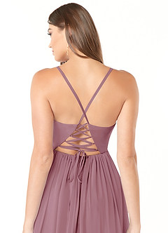 Azazie Aaida Bridesmaid Dresses Vintage Mauve A-Line Corset Chiffon Dress image3