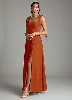 Azazie Debra Bridesmaid Dresses Paprika A-Line with Pockets Chiffon Convertible Dress image8