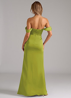 Azazie Johana Bridesmaid Dresses Lemongrass Mermaid Off the Shoulder Stretch Satin Convertible Dress image4