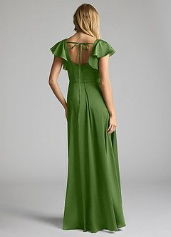 Azazie Bondi Bridesmaid Dresses Basil A-Line Bow Stretch Satin Dress image4