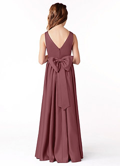 Azazie Hathaway Vestido de Rosa Del Desierto de Satin Mate de Acampanado con Lazo image2