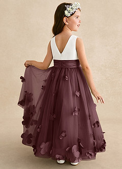 Azazie Vi Flower Girl Dresses Sangria A-Line Sleeveless Tulle Dress image1