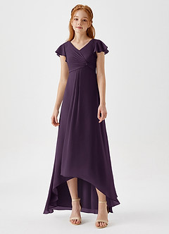 Azazie Breanne Junior Plum A-Line Chiffon Dress image4