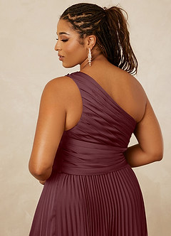 Christian Siriano Bridal for Azazie 1008 Bridesmaid Dresses Sangria A-Line One Shoulder Stretch Satin Dress image15
