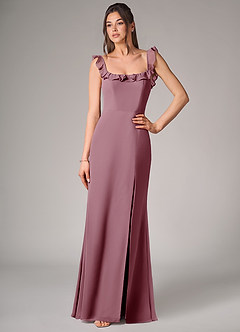 Azazie Callie Bridesmaid Dresses Vintage Mauve Mermaid Side Slit Chiffon Convertible Dress image4