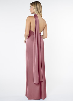 Azazie Kaylani Bridesmaid Dresses Vintage Mauve Mermaid High Neck Stretch Satin Dress image2