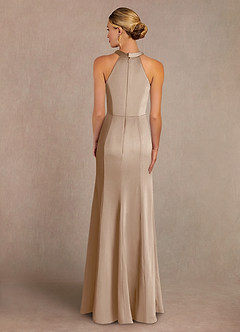 Azazie Tyra Mère de la mariée Robes Robe Sirène en Satin extensible Dentelle Taupe image3
