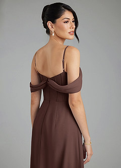 Azazie Cece Bridesmaid Dresses Ganache A-Line Off the Shoulder Chiffon Dress image2