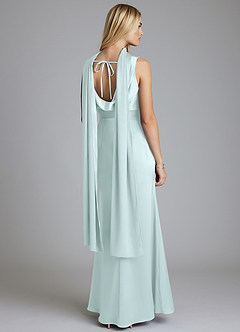 Azazie Tallie Bridesmaid Dresses Sea Glass Mermaid Pleated Stretch Satin Dress image4