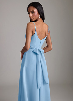 Azazie Kali 신부 들러리 드레스 A라인 주름진 쉬폰 바닥 길이 드레스 image2