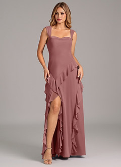 Azazie Sloane Bridesmaid Dresses Desert Rose A-Line Sweetheart Neckline Chiffon Dress image1