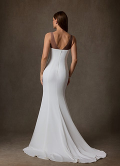 Azazie Naia Wedding Dresses Diamond White Mocha Mermaid Crepe Back Satin Dress image3