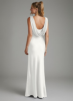 Azazie Elena Bridesmaid Dresses White Mermaid Pleated Stretch Satin Dress image2