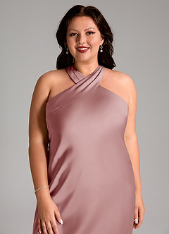 Azazie Doretta Bridesmaid Dresses Dusty Rose Mermaid Pleated Stretch Satin Dress image6