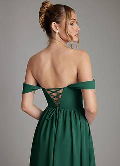 Azazie Caterina Bridesmaid Dresses Emerald A-Line Corset Chiffon Dress image7