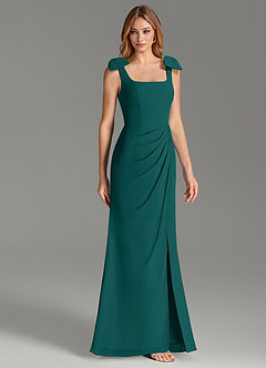Azazie Adalynn Bridesmaid Dresses Peacock Mermaid Pleated Chiffon Dress image4