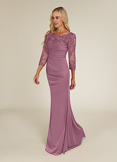 Azazie Alisondra Mother of the Bride Dresses Vintage Mauve Sheath Scoop Lace Lace Dress image3