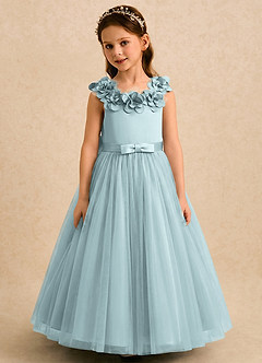 Azazie Eden vestidos de niña de las flores Vestido de Neblina de Tul de Corte Princesa con Plisado image4
