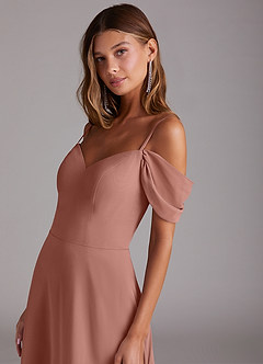 Azazie Marley Bridesmaid Dresses Cedar Rose A-Line Off the Shoulder Chiffon Convertible Dress image8