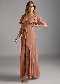 Azazie Zaniah Bridesmaid Dresses Bronzer A-Line Chiffon Dress image5
