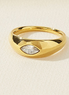 front Anillo con bisel de piedras preciosas en forma de marquesa mini