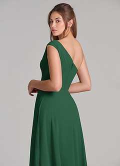 Azazie Melanie Jurken voor bruidsmeisjes Jurk van Chiffon met A-Lijn Off the Shoulder Donkergroen image2