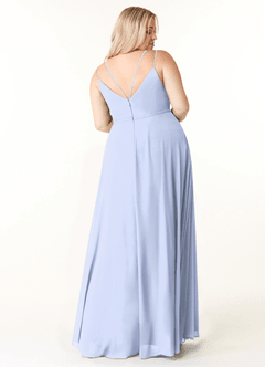 Azazie Janine Robes de demoiselle d'honneur Robe Trapèze en Mousseline de soie Col en V Eis image7