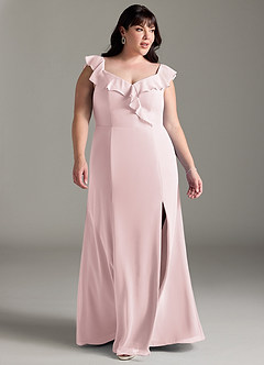 Azazie Sophie Bridesmaid Dresses Blushing Pink A-Line Off the Shoulder Chiffon Convertible Dress image9