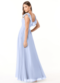 Azazie Jinny Bridesmaid Dresses Ice A-Line Square Neckline Ruched Chiffon Dress image4