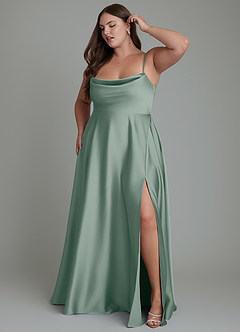Azazie Elle Robes à essayer chez vous Robe Trapèze en Satin extensible Plissé Noir image11