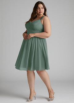 Azazie Angie Bridesmaid Dresses Eucalyptus A-Line Corset Chiffon Dress image13