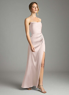 Azazie Leonis Jurken voor bruidsmeisjes Converteerbaar Jurk van Stretch Satijn met Zeemeermin Geplooid Blozend Roze image6