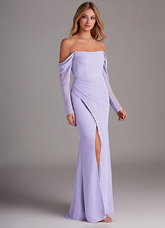 Azazie Hallie Bridesmaid Dresses Lilac Mermaid Long Sleeve Chiffon Dress image4