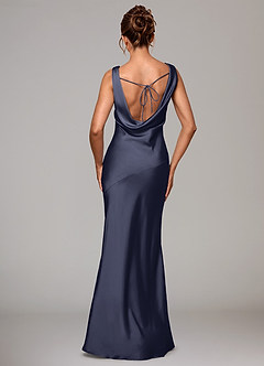 Azazie Rylina Robes de demoiselle d'honneur Robe Sirène en Satin extensible Bleu Orageux image5