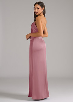 Azazie Marla Bridesmaid Dresses Vintage Mauve Sheath Strapless Stretch Satin Convertible Dress image5