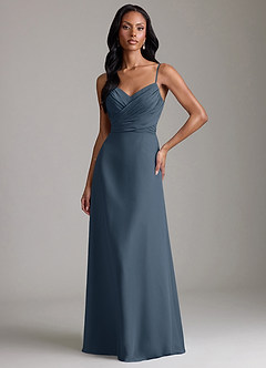 Azazie Kali Brudtärnklänningar Klä av A-Linje i Chiffong Plisserad Neptunus image1