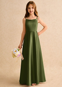 Azazie Joella Girls Formal Flower Girl Klänningar Klä A-Line i Stretch Satin Plisserad image3