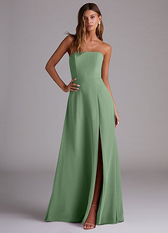 Azazie Wren Bridesmaid Dresses Matcha A-Line Side Slit Chiffon Convertible Dress image3