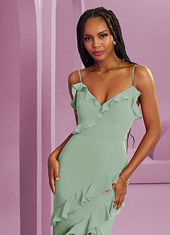 Barbie ♥ Azazie Bridesmaid Dresses Agave Sheath Chiffon Dress image6