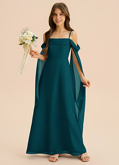 Azazie Moana Junior Linia A Pofałdowany Szyfon Długość podłogi Młodsza druhna Sukienka image4