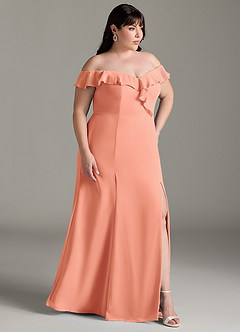 Azazie Sophie Brautjungfernkleider Wandelbar A-Linie Schulterfrei Chiffon Kleid Sonnenuntergang image10