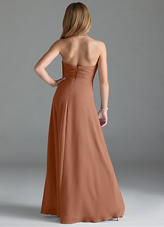 Azazie Tessie Junior Bronzer A-Line Pleated Chiffon Dress image2