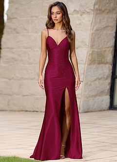 Twinkle Burgundy Mermaid Prom Dress image5