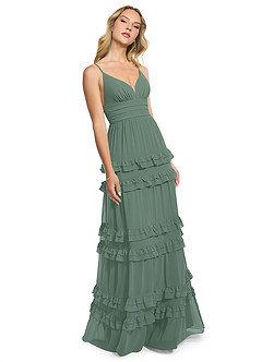 Azazie Rachel Brautjungfernkleider A-Linie Chiffon Kleid Eukalyptus image3