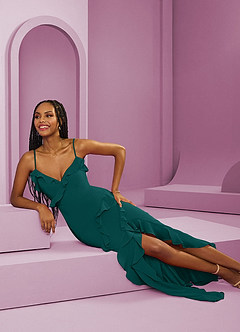 Barbie ♥ Azazie Jurken voor bruidsmeisjes Jurk van Chiffon met Kolom Pauw image8